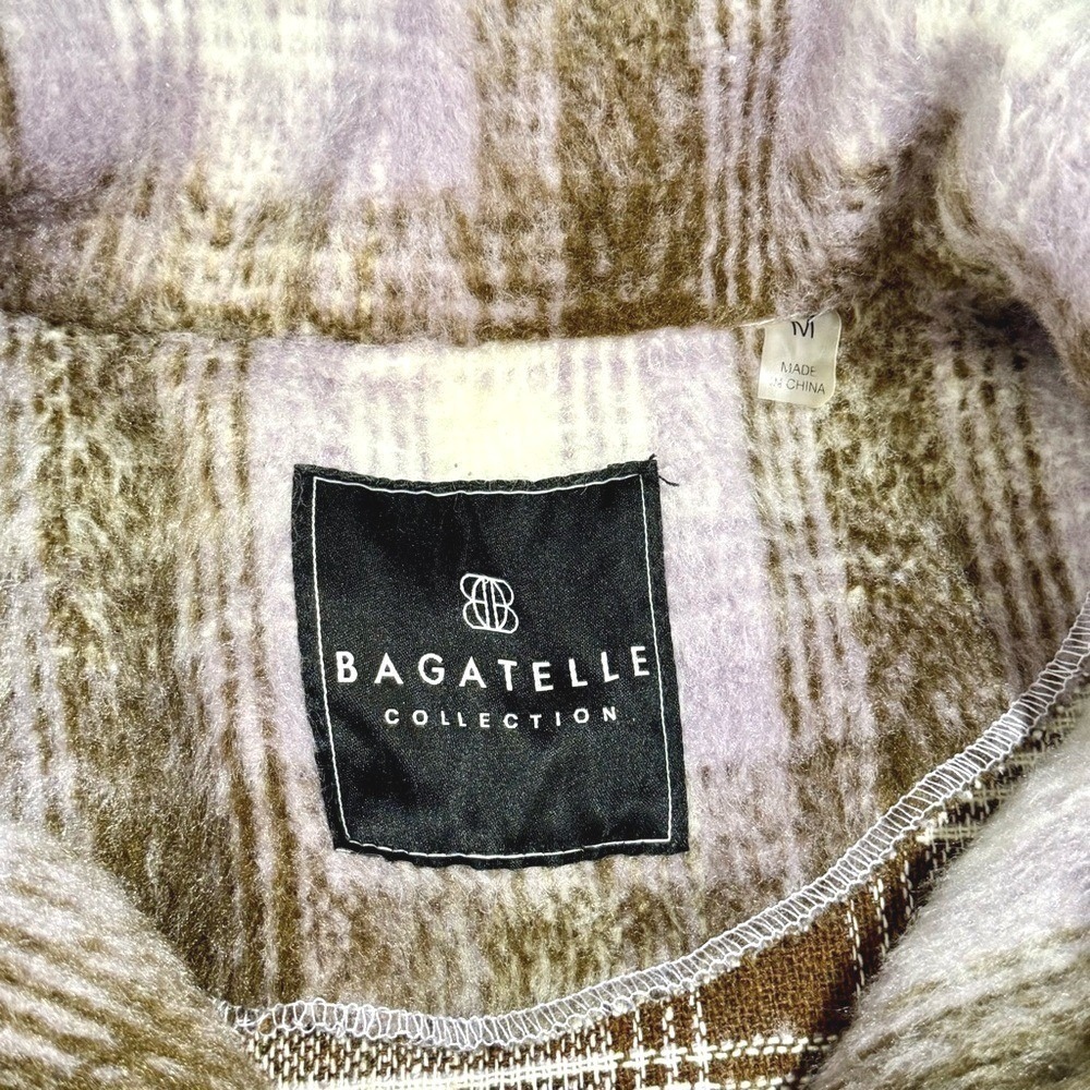 Bagatelle Womens Plaid Shacket M Purple Brown Oversized Flannel Fall Jacket Coat - Picture 7 of 11